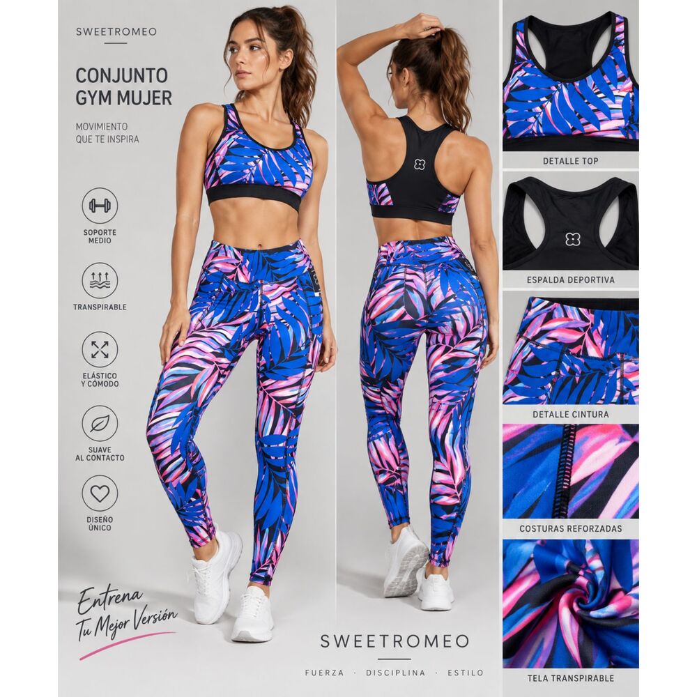 Central Park 2 Piece Activewear Set M NWT Tropical Leggings Sports Bra